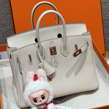 최고퀄 에르메스 올수공 버킨 25 Craie Gold 가죽 로즈 골드