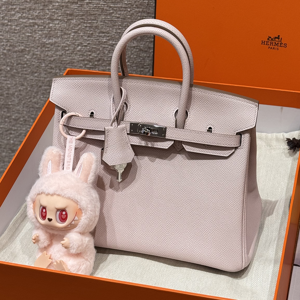 최고퀄 에르메스 올수공 버킨 25 Mauve pale 엡송 가죽 은장