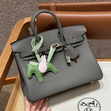 최고퀄 에르메스 올수공 버킨 25 Gris Meyer 토고 가죽 은장