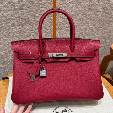 최고퀄 에르메스 올수공 버킨 30 Rouge Grenat 토고 가죽 은장