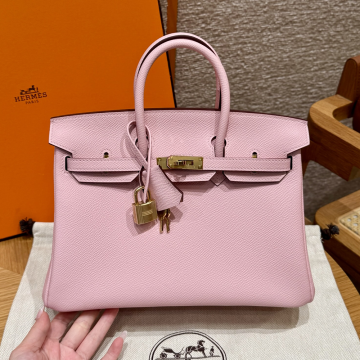 최고퀄 에르메스 올수공 버킨 25 Rose Sakura 엡송 Retourne 가죽 금장