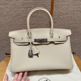 최고퀄 에르메스 올수공 버킨 30 Craie 토고 가죽 은장