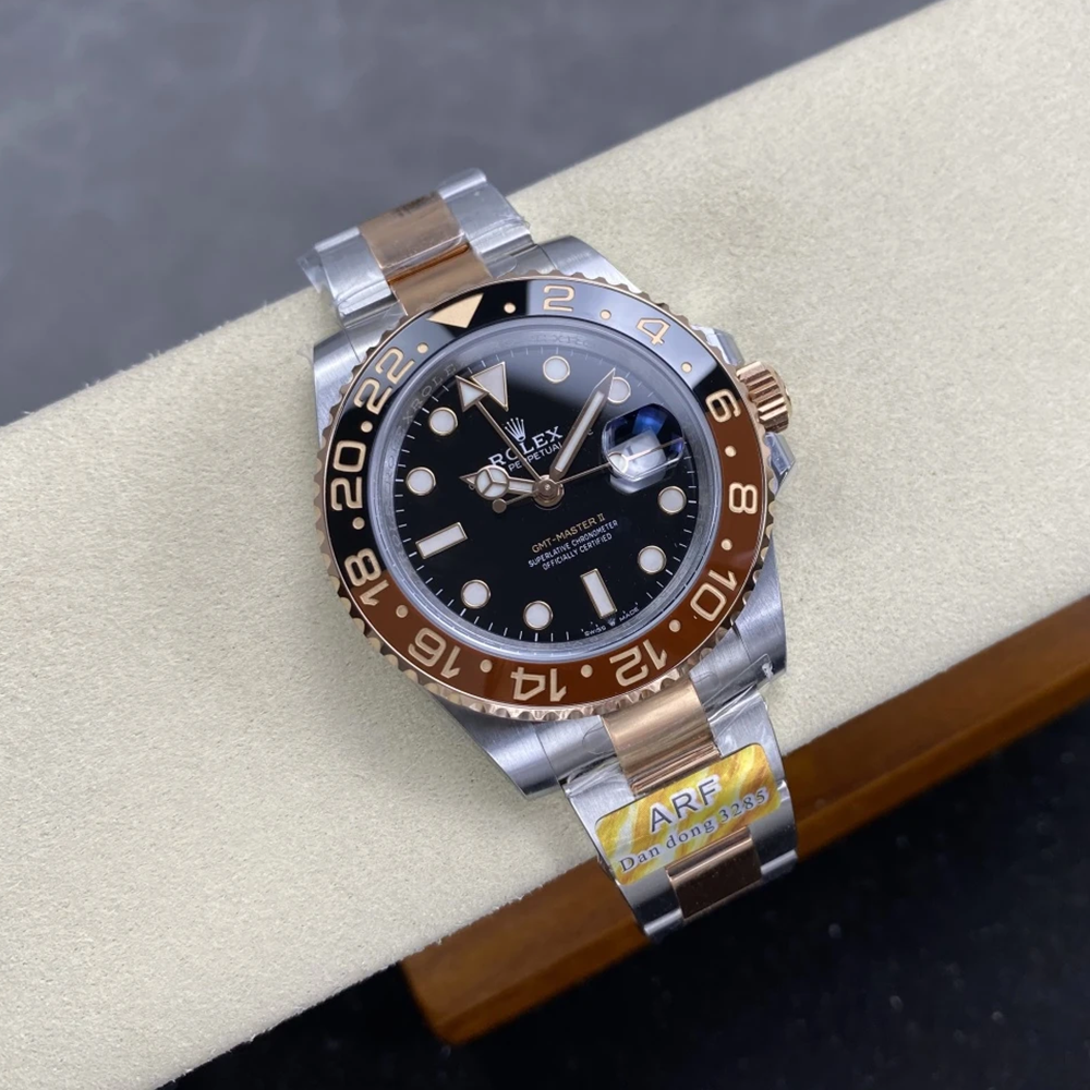 최고퀄 ARF공장 롤렉스 GMT마스터 블랙 다이얼 루트비어 로즈골드 콤비 40mm 126711