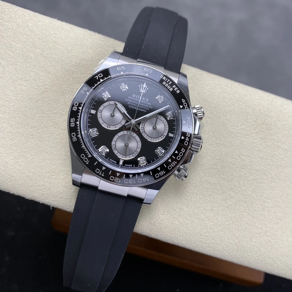 최고퀄 ARF공장 롤렉스 데이토나 블랙 8P 다이얼 화이트 골드 금통 러버밴드 40mm 126519