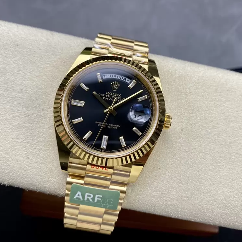 최고퀄 ARF공장 롤렉스 데이데이트 블랙 다이아 다이얼 옐로우 골드 금통 40mm 228238