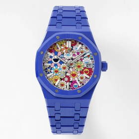 최고퀄 APS공장 오데마피게 로얄오크 플라워 다이얼 블루 세라믹 41mm 15500