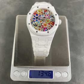 최고퀄 APS공장 오데마피게 로얄오크 플라워 다이얼 화이트 세라믹 41mm 15500