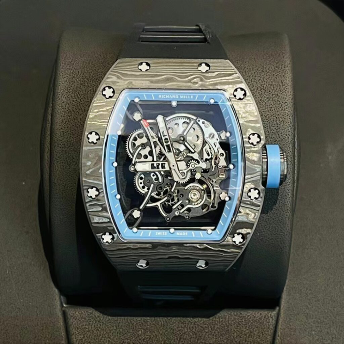 최고퀄 RM공장 리차드밀 부바왓슨 블랙 & 블루 카본 케이스 블랙 러버밴드 RM-055