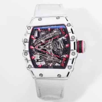 최고퀄 RM공장 리차드밀 수동 와인딩 투르비용 부바 왓슨 화이트 카본 케이스 화이트 스트랩 밴드 RM38-02