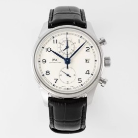최고퀄 레플리카 IWC 포르투기저 다빈치 크로노그래프 클래식 화이트 다이얼 레더 스트랩 IW390302