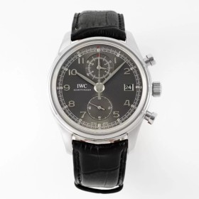 최고퀄 레플리카 IWC 포르투기저 다빈치 크로노그래프 클래식 그레이 다이얼 레더 스트랩 IW390404