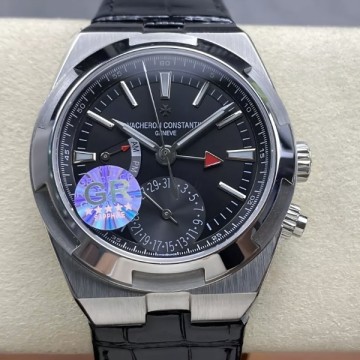GR공장 바쉐론 콘스탄틴 오버시즈 듀얼타임 블랙 다이얼 가죽 밴드 7900v