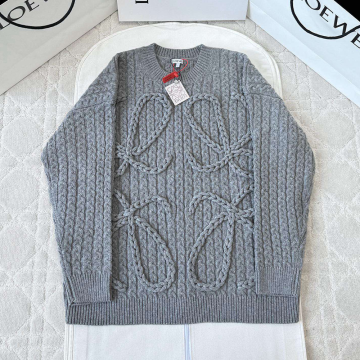 최고퀄 로에베 아나그램 케이블 니트 그레이