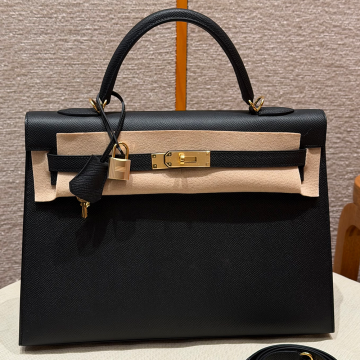 최고퀄 에르메스 올수공 켈리 40 블랙 엡송 가죽 금장