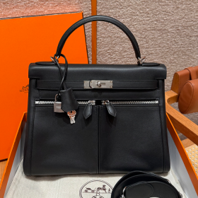 최고퀄 올수공 에르메스 켈리 라키스 noir 스위프트 가죽 실버 하드웨어