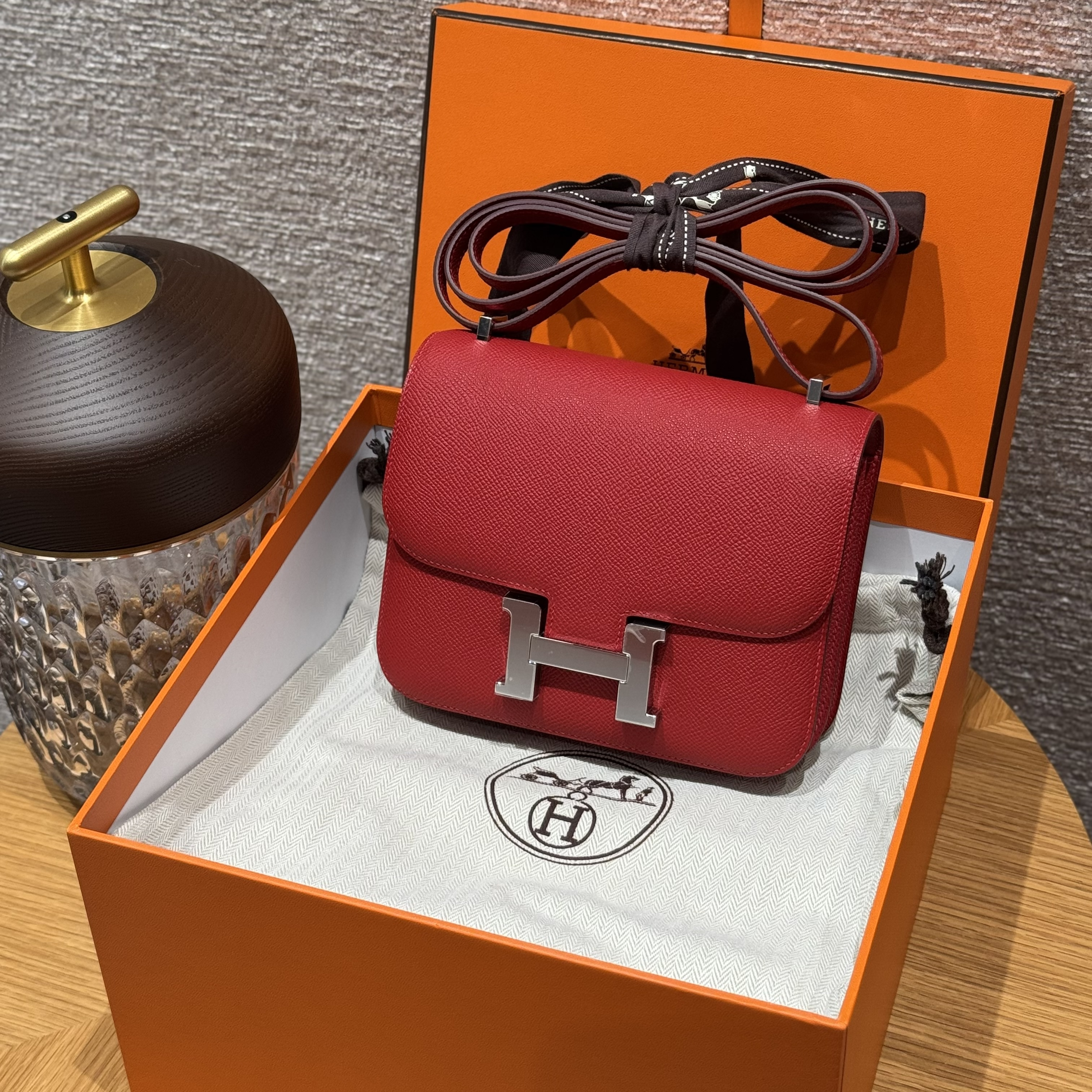 최고퀄 올수공 에르메스 콘스탄스 19 Rouge Casque 엡송 가죽 실버 하드웨어