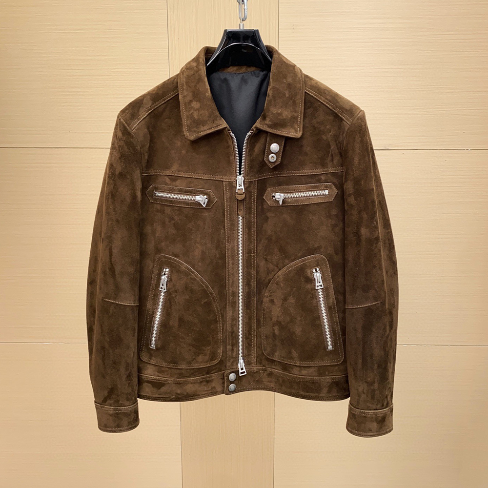 최고퀄 톰포드 브라운 스웨이드 집업 블루종 자켓