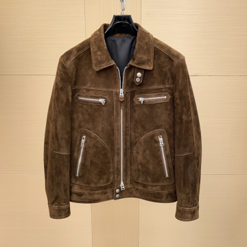 최고퀄 톰포드 브라운 스웨이드 집업 블루종 자켓