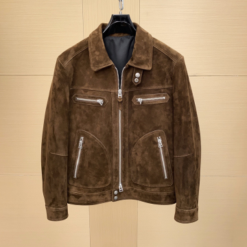 최고퀄 톰포드 다크 올리브 4포켓 스웨이드 블루종 자켓