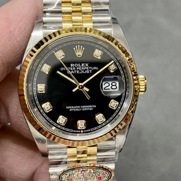 최고퀄 클린공장 롤렉스 데이저스트 블랙 10P 다이얼 옐로우 골드 콤비 36mm 126233