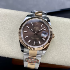 최고퀄 클린공장 롤렉스 데이저스트 41mm 브라운 인덱스 다이얼 옐로우 골드 콤비 오이스터 126331