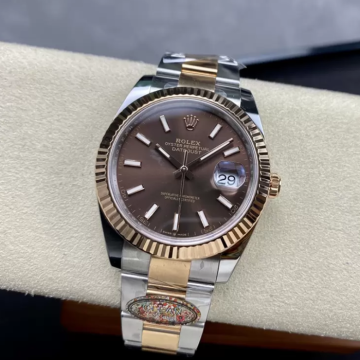 최고퀄 클린공장 롤렉스 데이저스트 41mm 브라운 인덱스 다이얼 옐로우 골드 콤비 오이스터 126331