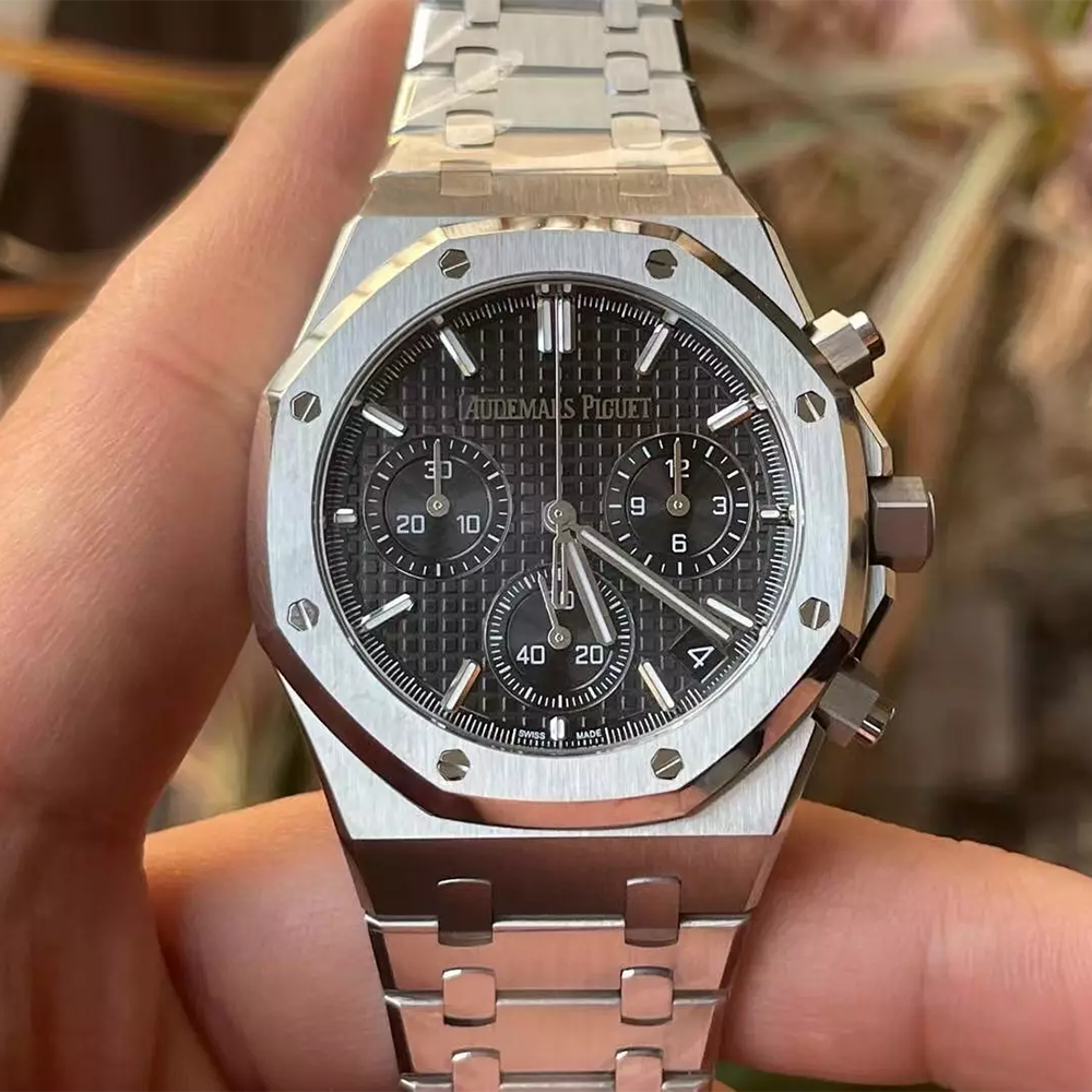 최고퀄 APS공장 오데마피게 로얄오크 크로노그래프 블랙 다이얼 스틸 41mm 26240