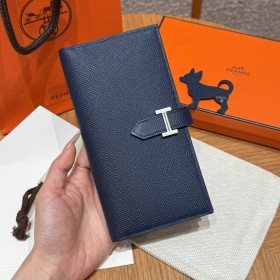 최고퀄 올수공 에르메스 베안 장지갑 딥 블루 엡송 가죽 은장