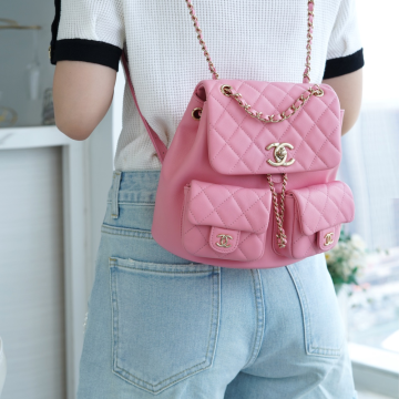 최고퀄 팬더샵 샤넬 듀마 투포켓 백팩 라지 핑크 카프스킨