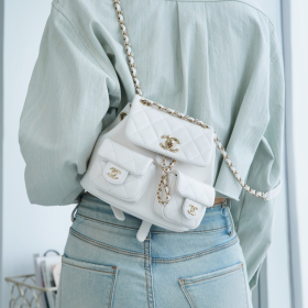 최고퀄 팬더샵 샤넬 듀마 투포켓 백팩 스몰 화이트 카프스킨